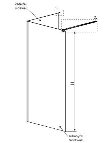 Walk-in, Radaway Modo New IV Walk-in zuhanyfal 80x95 átlátszó