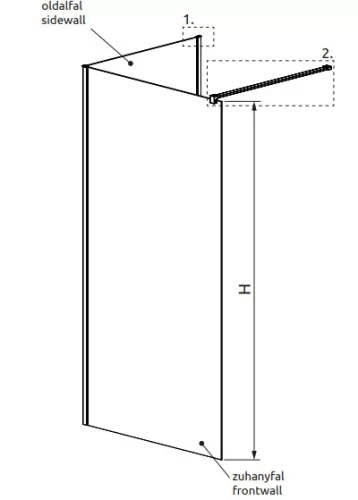 Walk-in, Radaway Modo New Black IV Walk-in fekete zuhanyfal 120x95 átlátszó