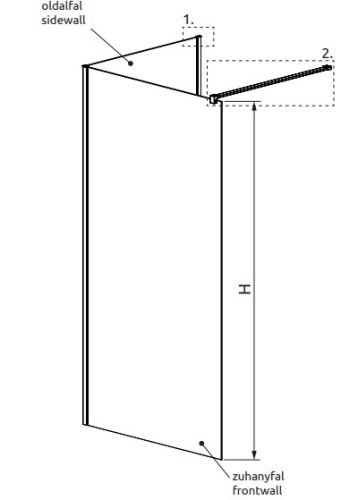 Walk-in, Radaway Modo New Black IV Walk-in fekete zuhanyfal 140x95 átlátszó