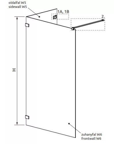 Walk-in, Radaway Euphoria Walk-in VI zuhanyfal 100x100 átlátszó