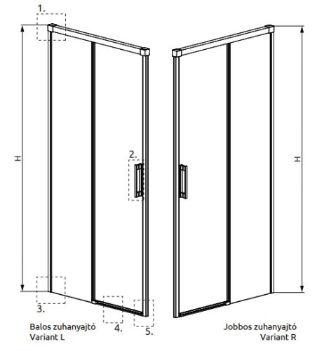 Zuhanyajtó, Radaway Idea Gold DWJ arany zuhanyajtó 160 átlátszó jobbos