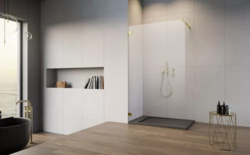 Walk-in, Radaway Essenza Pro Gold Walk-in arany zuhanyfal 135 átlátszó