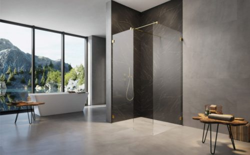 Walk-in, Radaway Essenza Pro Gold Walk-in III arany zuhanyfal 90x140 átlátszó
