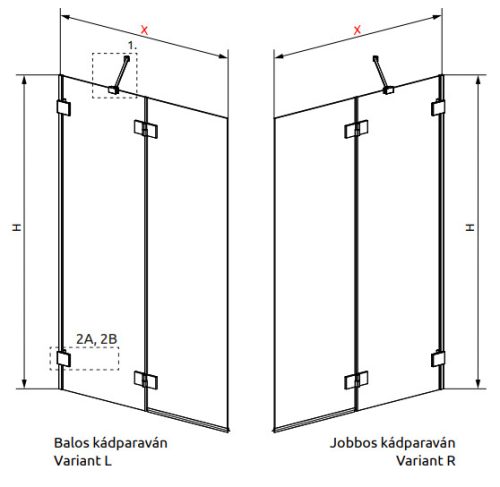 Kádparaván, Radaway Essenza Pro White PND II fehér kádparaván 120 átlátszó jobbos
