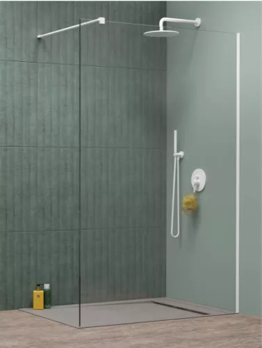 Walk-in, Radaway Modo New White II Walk-in fehér zuhanyfal 125 átlátszó