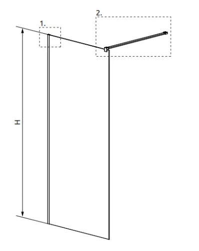 Walk-in, Radaway Modo New White II Walk-in fehér zuhanyfal 125 átlátszó