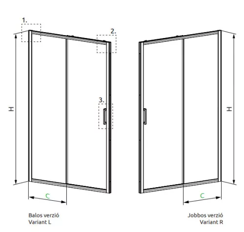 Zuhanyajtó, Radaway Premium Pro DWJ zuhanyajtó 110 jobbos