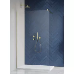   Walk-in, Radaway Modo New Brushed Gold II Walk-in szálcsiszolt arany zuhanyfal 90 átlátszó