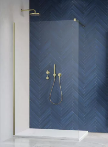 Walk-in, Radaway Modo New Brushed Gold II Walk-in szálcsiszolt arany zuhanyfal 90 átlátszó