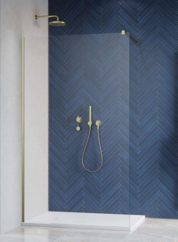 Walk-in, Radaway Modo New Brushed Gold II Walk-in szálcsiszolt arany zuhanyfal 125 átlátszó