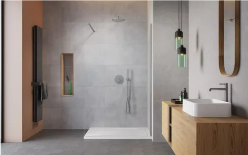 Walk-in, Radaway Modo New Brushed Nickel II Walk-in szálcsiszolt króm zuhanyfal 75 átlátszó