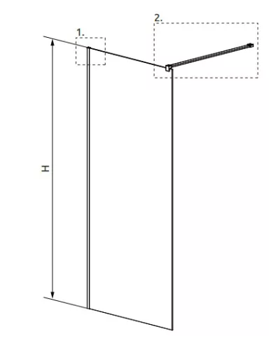 Walk-in, Radaway Modo New Brushed Nickel II Walk-in szálcsiszolt króm zuhanyfal 145 átlátszó