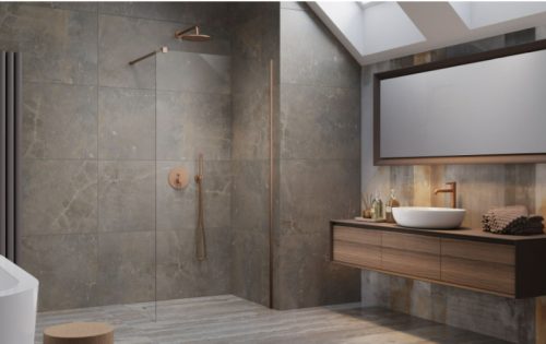 Walk-in, Radaway Modo New Brushed Copper II Walk-in szálcsiszolt réz zuhanyfal 135 átlátszó