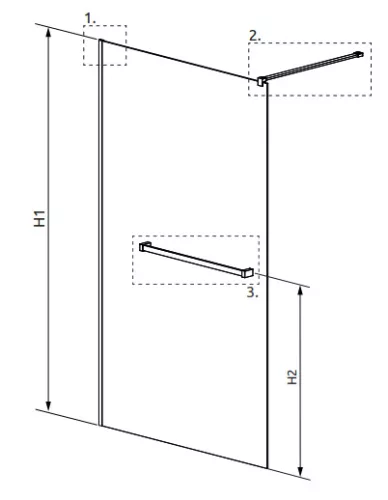 Walk-in, Radaway Modo New Brushed Gold II Walk-in zuhanyfal törölközőtartóval 115 átlátszó