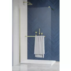   Walk-in, Radaway Modo New Brushed Gold II Walk-in zuhanyfal törölközőtartóval 150 átlátszó