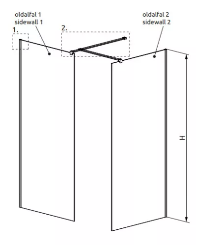 Walk-in, Radaway Modo New Gold III Walk-in arany zuhanyfal 90x140 átlátszó