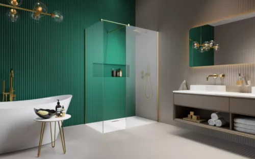 Walk-in, Radaway Modo New Gold III Walk-in arany zuhanyfal 90x140 átlátszó