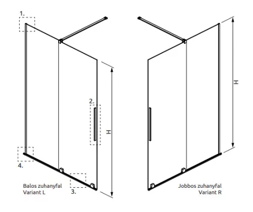 Walk-in, Radaway Furo Brushed Gold Walk-in szálcsiszolt arany zuhanyfal 120 jobbos átlátszó
