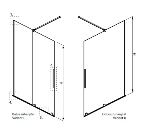 Walk-in, Radaway Furo Brushed Nickel Walk-in szálcsiszolt króm zuhanyfal 120 balos átlátszó