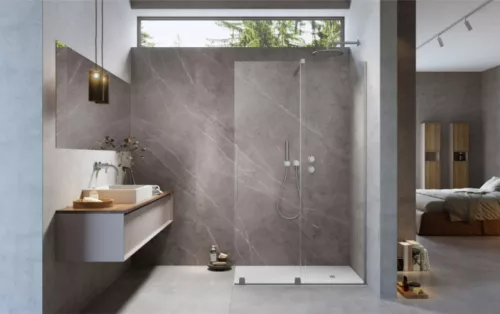 Walk-in, Radaway Furo Brushed Nickel Walk-in szálcsiszolt króm zuhanyfal 150 jobbos átlátszó
