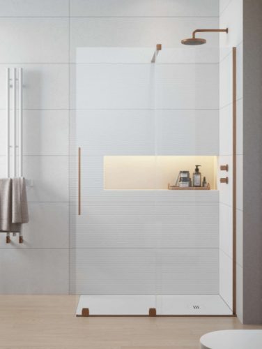 Walk-in, Radaway Furo Brushed Copper Walk-in szálcsiszolt réz zuhanyfal 140 balos átlátszó