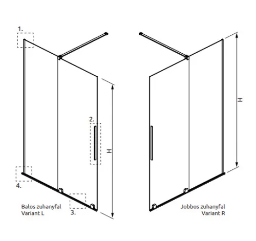 Walk-in, Radaway Furo Brushed GunMetal Walk-in szálcsiszolt fegyvermetál zuhanyfal 130 balos átlá