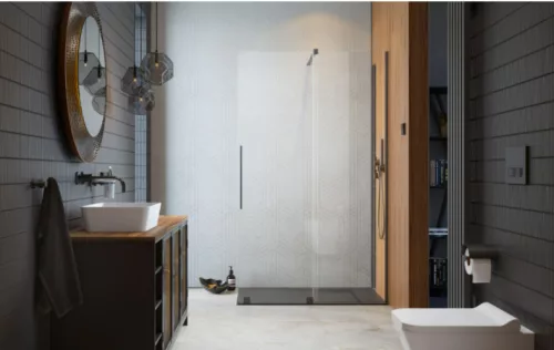 Walk-in, Radaway Furo Brushed GunMetal Walk-in szálcsiszolt fegyvermetál zuhanyfal 130 jobbos átl