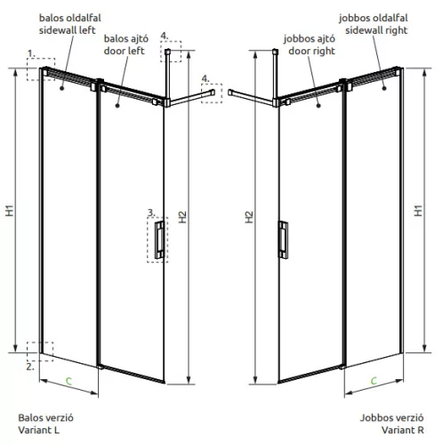 Walk-in, Radaway Espera Pro Walk-in zuhanyfal 140 jobbos átlátszó