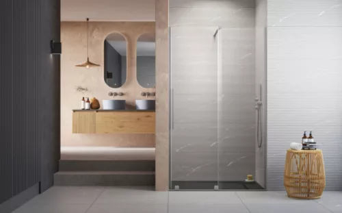 Zuhanyajtó, Radaway Furo Brushed Nickel DWJ zuhanyajtó 140 átlátszó balos