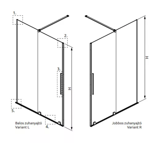 Zuhanyajtó, Radaway Furo Brushed Copper DWJ zuhanyajtó 110 átlátszó jobbos