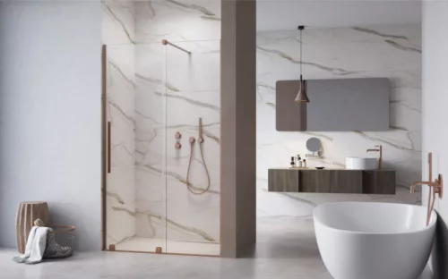 Zuhanyajtó, Radaway Furo Brushed Copper DWJ zuhanyajtó 110 átlátszó jobbos