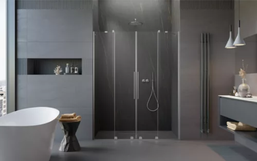 Zuhanyajtó, Radaway Furo Brushed Nickel DWD szálcsiszolt króm zuhanyajtó 130 átlátszó