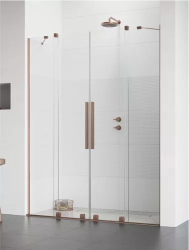 Zuhanyajtó, Radaway Furo Brushed Copper DWD szálcsiszolt réz zuhanyajtó 130 átlátszó