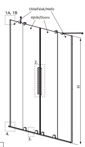 Zuhanyajtó, Radaway Furo Brushed Copper DWD szálcsiszolt réz zuhanyajtó 130 átlátszó
