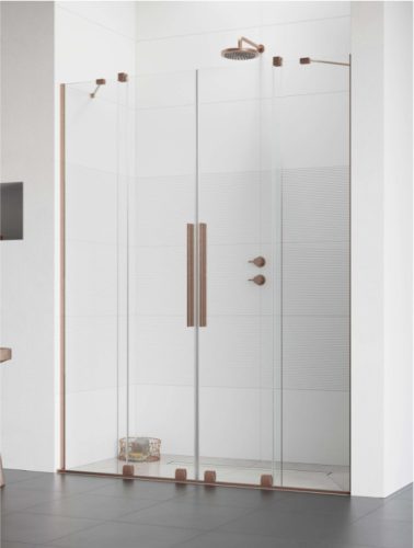 Zuhanyajtó, Radaway Furo Brushed Copper DWD szálcsiszolt réz zuhanyajtó 160 átlátszó