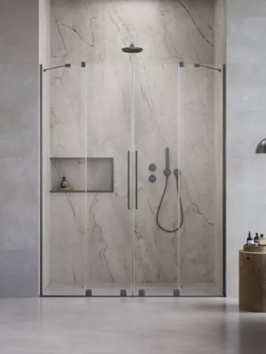 Zuhanyajtó, Radaway Furo Brushed GunMetal DWD szálcsiszolt fegyvermetál zuhanyajtó 130 átlátszó