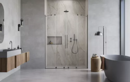 Zuhanyajtó, Radaway Furo Brushed GunMetal DWD szálcsiszolt fegyvermetál zuhanyajtó 180 átlátszó