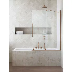   Kádparaván, Radaway Furo Brushed Copper PND II szálcsiszolt réz kádparaván 120 átlátszó jobbos