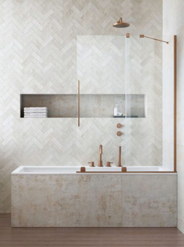 Kádparaván, Radaway Furo Brushed Copper PND II szálcsiszolt réz kádparaván 180 átlátszó balos