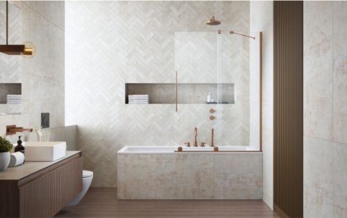 Kádparaván, Radaway Furo Brushed Copper PND II szálcsiszolt réz kádparaván 180 átlátszó balos