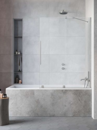 Kádparaván, Radaway Furo Brushed Nickel PND II szálcsiszolt króm kádparaván 100 átlátszó balos