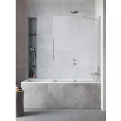   Kádparaván, Radaway Furo Brushed Nickel PND II szálcsiszolt króm kádparaván 130 átlátszó balos