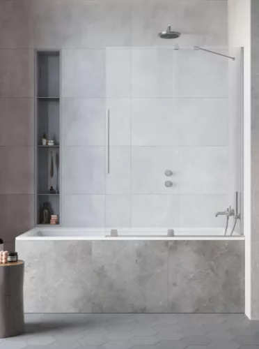 Kádparaván, Radaway Furo Brushed Nickel PND II szálcsiszolt króm kádparaván 140 átlátszó balos