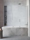 Kádparaván, Radaway Furo Brushed Nickel PND II szálcsiszolt króm kádparaván 150 átlátszó jobbos