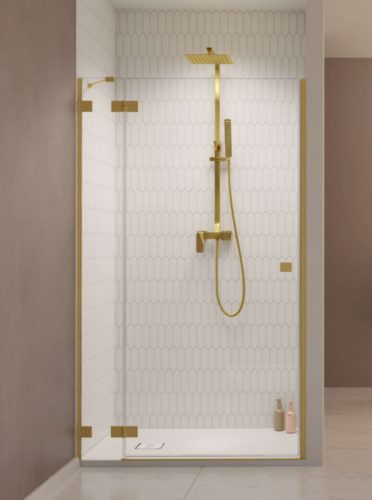 Zuhanyajtó, Radaway Essenza Pro Brushed Gold DWJ szálcsiszolt arany zuhanyajtó 120 átlátszó balos