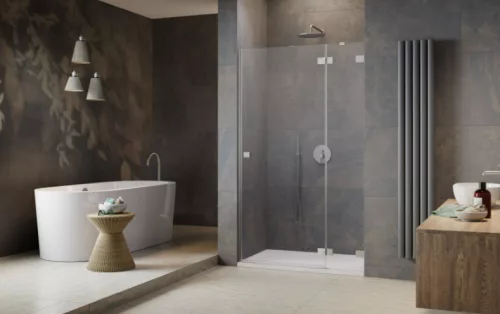 Zuhanyajtó, Radaway Essenza Pro Brushed Nickel DWJ szálcsiszolt króm zuhanyajtó 100 átlátszó bal