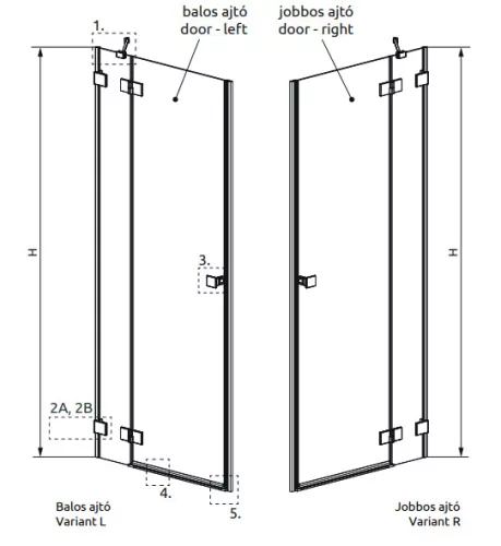 Zuhanyajtó, Radaway Essenza Pro Brushed Nickel DWJ szálcsiszolt króm zuhanyajtó 110 átlátszó bal