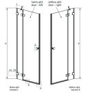 Zuhanyajtó, Radaway Essenza Pro Brushed Nickel DWJ szálcsiszolt króm zuhanyajtó 120 átlátszó jobb