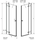 Zuhanyajtó, Radaway Essenza Pro Brushed Copper DWJ szálcsiszolt réz zuhanyajtó 110 átlátszó balos