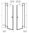 Zuhanyajtó, Radaway Essenza Pro Brushed GunMetal DWJ zuhanyajtó 80 balos átlátszó